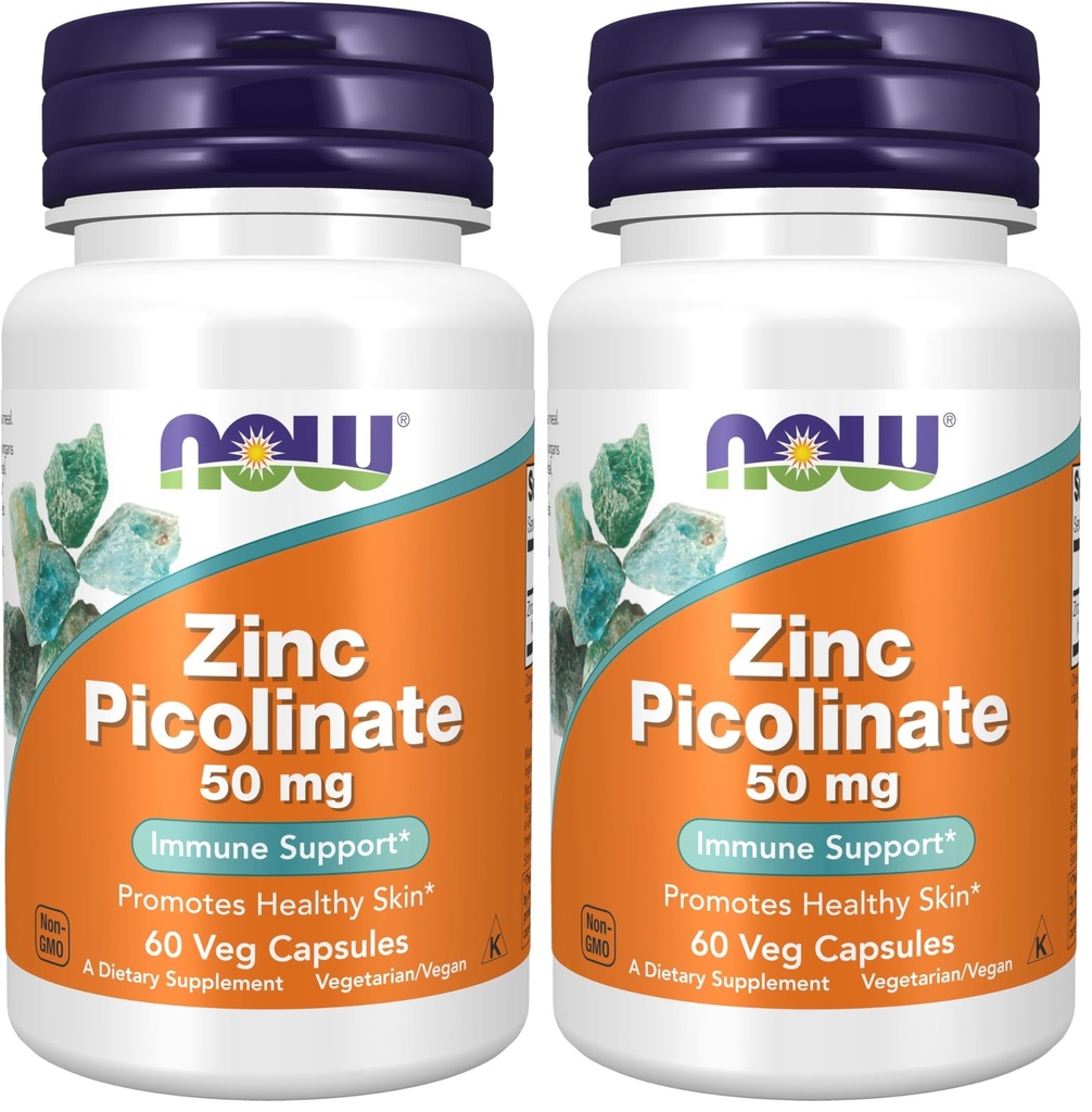 Şimdi Tamamlar, çinko Picolinate 50 mg, Destekler Enzyme Fonksiyonlları*, Immune Support*, 60 Veg Capsules (Pack of 2)