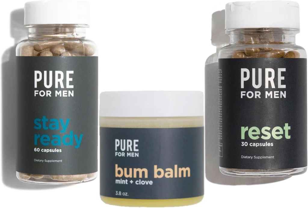 Erkekler için Saf Hazır Fiber (120 Kont), Bum Balm & reset (30 Count)