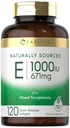 Carlyle Vitamin E ile Karma Tocopherols | 1000 IU | 120 Softgels | Doğal Kaynaklanmış Supplement | Non-GMO ve Gluten Ücretsiz Formula