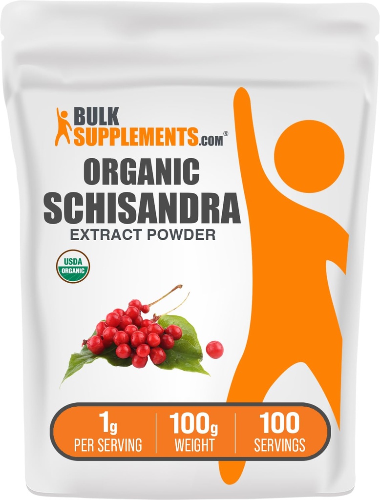 BulkSupplements.com Organik Schisandra Ekstraksiyon Toz - Schisandra Supplement, Herbal Supplement - Gluten Free - 1g per Service, 100g (3.5 oz) (Pack of 1)