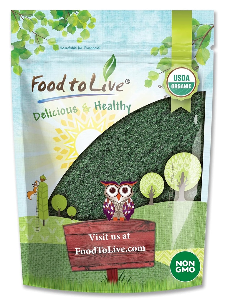 Yiyecek to Live Organic Spirulina Toz, 4 Pounds – Non-GMO, Kosher, Raw Blue-Green Algae, Vegan Superfood, Bulk, Non-Irradiated, Pure Vegan Yeşil Protein, Vitaminler ve Mineraller, Büyük İçecekler için