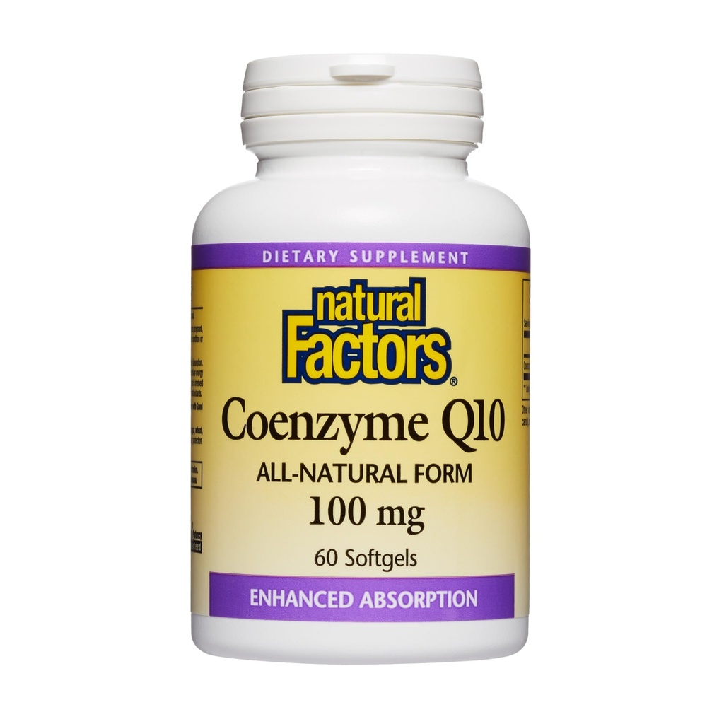 Doğal Faktörler Coenzyme Q10 - Antioksi Support Supplement Supports Cellular Enerji Üretimi - Daha İyi Abhidrorpsiyon Yardımları Sağlıklı Kalp Fonksiyonlu - 100 mg, 60 Softgels (60 Hizmet)