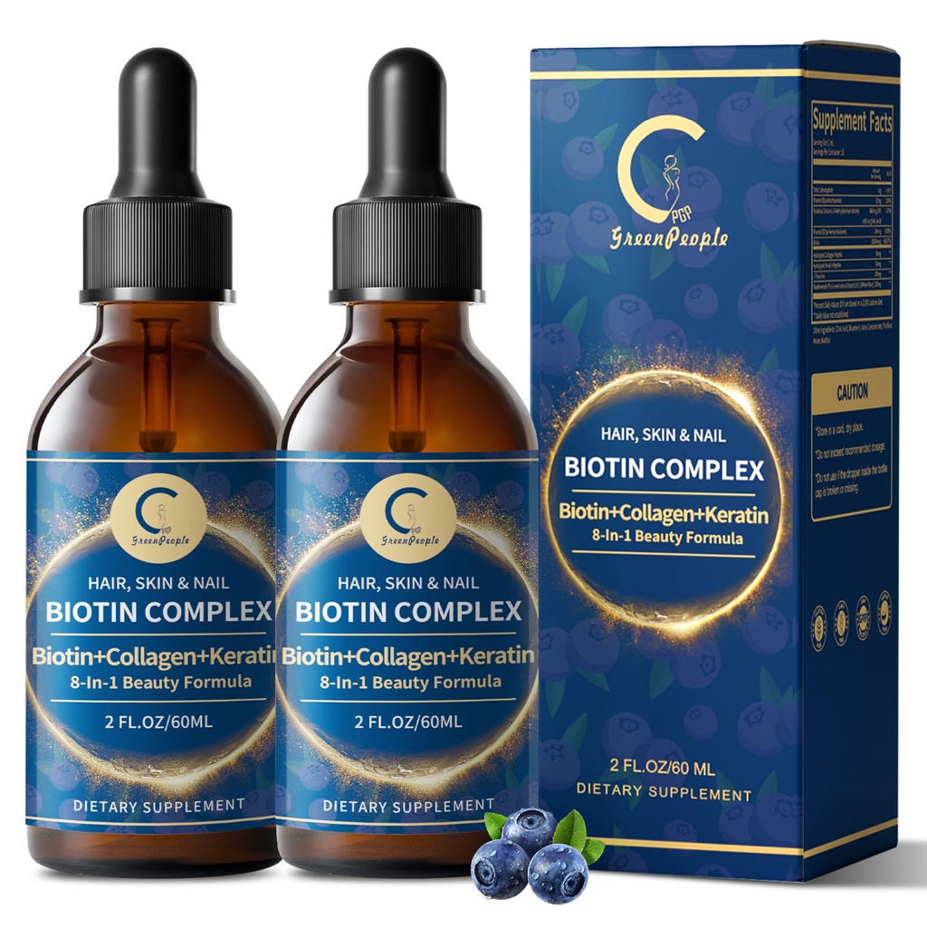Liquid Biotin & Collagen Drops 20,000mcg--High Potency Hair Growth Vitamin Support - Biotin and Liquid Collagen Supplement for Women & Men - Glowing Skin Support, Healthy Hair & Nail Growth - 4 Fl Oz
