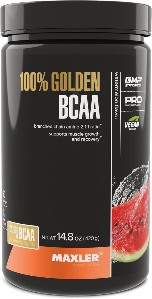 Maxler% 100 Golden BCAA Toz - Intra & Post Workout Recovery For Accelerated Muscle Recovery & Lean Muscle growth - 6 g Vegan BCAAs Amino Acids - 60 hizmet - Watermelon