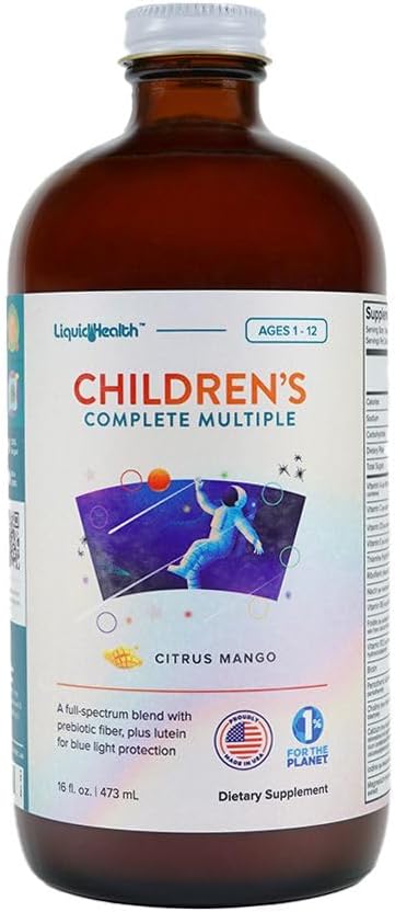 LIQUIDHEALTH Çocuklar için Tam Sıvı Çokvitamin, Toddler - Temel Vitaminler, Nutrients & Minerals, Immune Support, Gut Health - Made in USA, Vegan, Non GMO, Sugar-Free (16 oz)