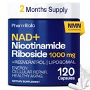 Liposomal NAD+ Supplement with Resveratrol - Nicotinamide Riboside 1000 Mg - NAD Supplements for Women & Men - NMN Supplement Alternative - Advanced NAD Resveratrol for Cellular Energy - 120 Capsules