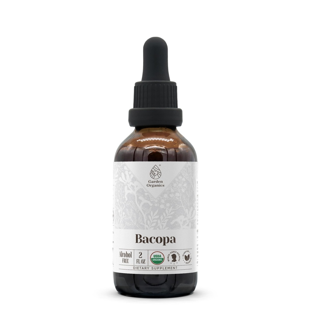 Bacopa USDA Organik | Alkol Özgür Tür, Organik Herbal Drops, Tamam, Rahatlama, Olumlu Bilişsel Etkisi | Tincture 100% Organik Bacopa (Bacopa Monnieri)