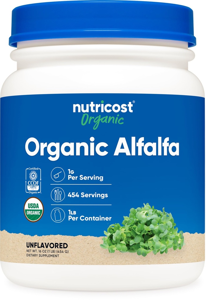 Nutricost Organik Alfalfa Toz 1LB - USDA sertifikalı% 100 Organik, Vejetaryen, Non-GMO, Gluten Free