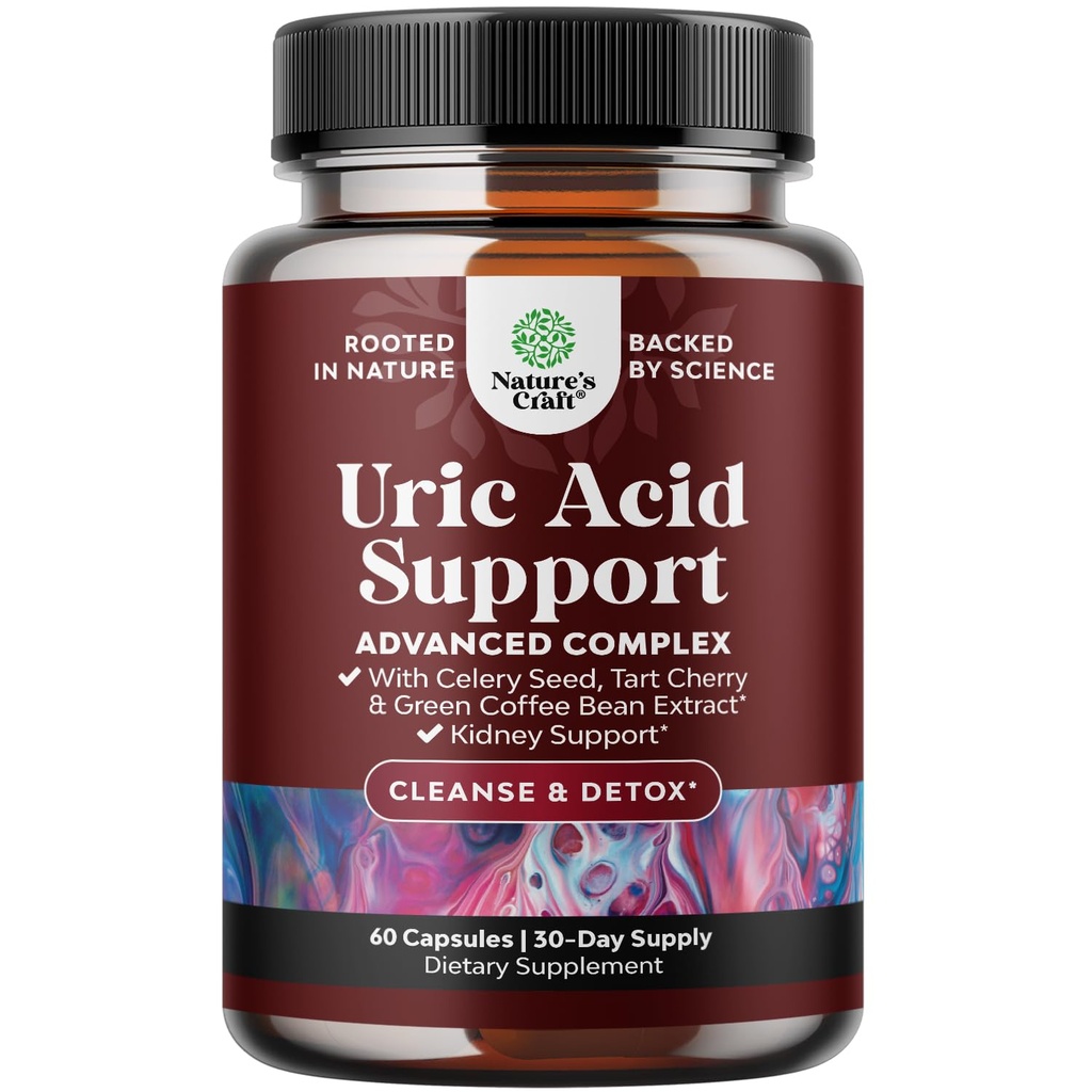 Green Coffee Bean Uric Acid Cleanse & Detox - Green Coffee Beans with Turmeric, Tart Cherry & Celery Seed for Yetişkinler - Daily Uric Acid Flush for Commons Support & Kidney Cleanser - 60 Ct