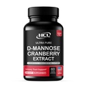 HCL HERBAL KOS D-Mannose with Cranberry Extract Capsules 1500 mg - Yüksek Potency USP Grade D-Mannose Supplement with Whole Fruit Cranberry Toz – Urinary Tract Support – Non-GMO 60 Capsules