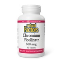 Natural Factors Chromium Picolinate 500 mcg - Supports Healthy Metabolism & Chromium Levels - Aids Macronutrient Breakdown - 90 Tablets (90 Servings)