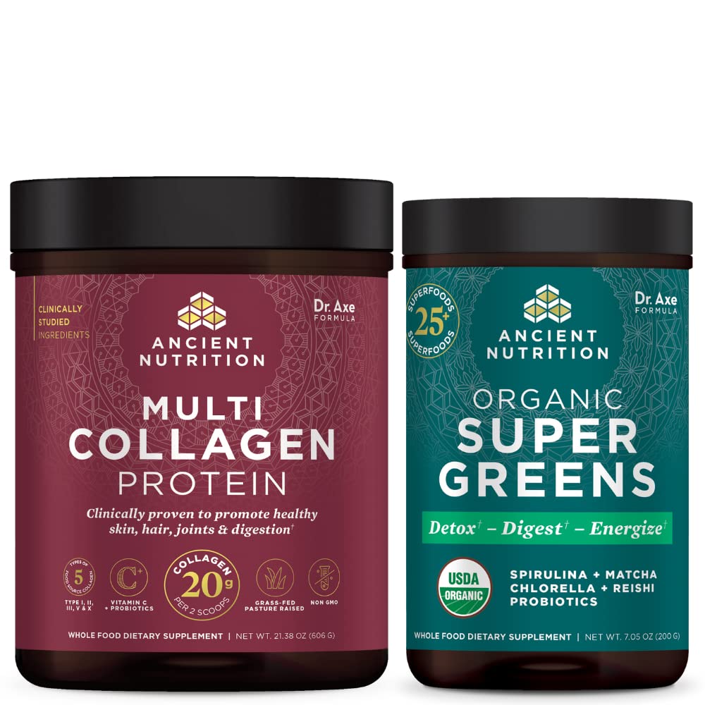 Eski Beslenme Multi Collagen Protein Toz, Unflavored, 60 Hizmet + Supergreens Toz, Greens Flavor, 25 Hizmet