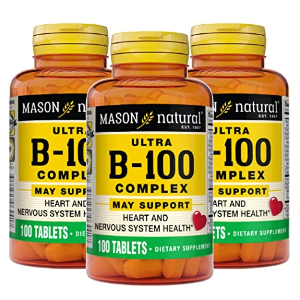 MASON NATURAL Ultra B,100 Kompleksi, 300,Day Supply, Normal Immune Desteği ve Enerji Metabolism için 3 Pack