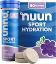 Nuun Sport Electrolyte Tabletleri, Magnezyum, Pyum, Chloride & sodyum, Gluten Free & Vegan, Grape, 8 Pack (80 Toplamı)