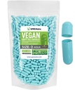 XPRS Nutra Boyutu 0 Boş Kapsüller - 1000 Kont Boş Vegan Capsules - Vejetaryen Pills - DIY Sebze Kapsülü - Veggie Pill Gel Caps For Do-It- Yourself Supplements (Aqua)