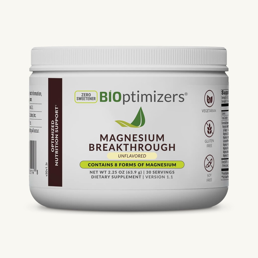 BIOptimizers Magnezyum Breakthrough Drink - 8 Forms of Magnezyum, Electrolytes, Sleep Health, Stress, Muscle Recovery, Heart Support | Glycinate, Citrate, Malate