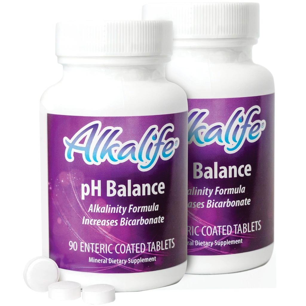 Alkalife pH Balance Tablets, 2 Pack, Alkaline Mineral Support Without the Bottles, Enteric-Coated for Maximum Absorption, Potassium & Sodium Bicarbonate, Immune Support, 90 Tablets (1 Month Supply)