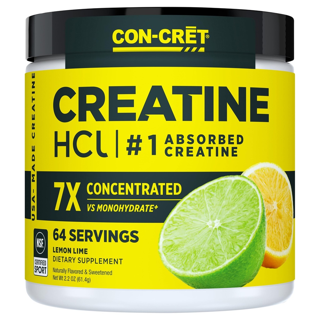 CON-CRET Tinatine HCl Toz | Kas, Bilişsel, Hücre Enerji Desteği | Bloating or Cramps | USA Made & NSF Sertifikalı | Limon Lime (64 Hizmet)