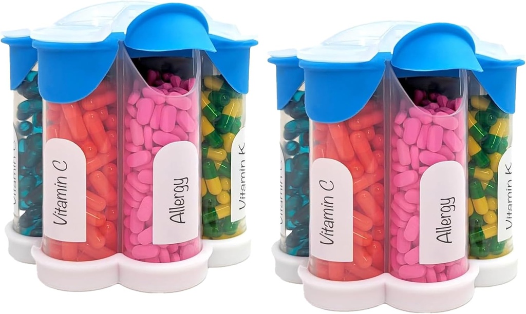 Ekstra Büyük Pill Organizer Daily, Weekly, Monthly Supplement Şişe, Sevimli Çiçeği 7 XL Karşılaştırması (2 Pack Combo) (Işık Blue 2 Pack)