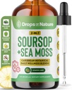 Sea Moss Liquid Supplement ile Soursop – Sea Moss Gel'den Daha Fazla İnce – Immune Desteği (Lemon Lime, 60mL)