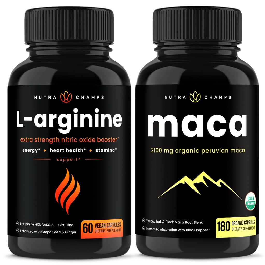NutraChamps L-Arginine Capsules ve Maca Capsules 2 Pack