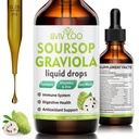Soursop Graviola Liquid Drops - 2000 mg Pure Soursop Ekstraksiyon 300 mg Sea Moss & 100 mg Elderberry - Güçlü Hücre Desteği, Antioksi-Rich, Immune-Boosting - 2 Fl Oz (60 ml) Şişe