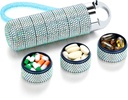 Zannaki Metal Bling Pill Organizer, Travel Waterproof Weekly Pill Box, Portable Large Aluminum Alloy Pill Case Container, BPA Free 7 Day Daily Medicine Organizer Holder for Vitamin,Fish Oil,Supplement