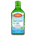 Carlson - Kid's Cod Liver Oil, 550 mg Omega-3s, Plus Vitamins A ve D3, Sıvı Fish Oil, Wild Caught Norveç Arctic Cod, Sustainable Sourced Nordic Fish Oil, Green Apple, 250 mL (8.4 Fl Oz)