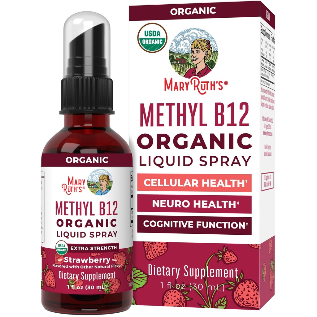 MaryRuth Organics Vitamin B12 Sıvı yapıştırıcısı | Vegan, Non-GMO, Gluten-Free | USDA Organic Supplement | Energy & Nervous System Support | B12 Vitamins for Women & Men | 720 mcg | 1 Fl Oz