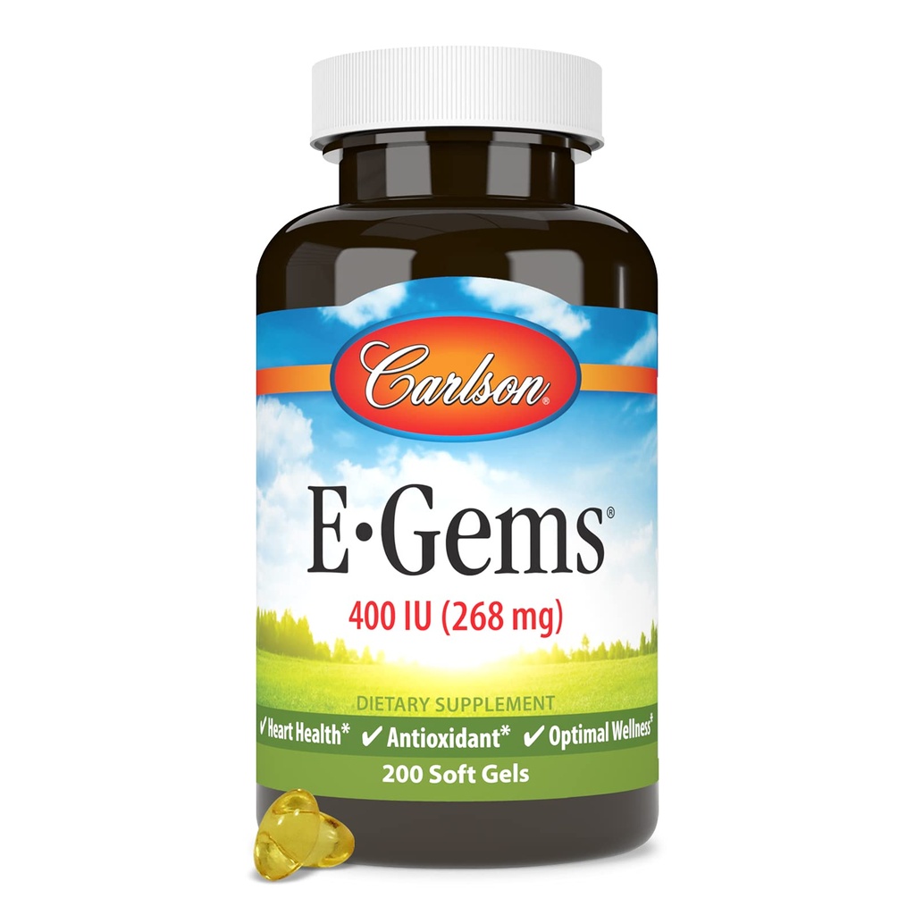 Carlson - E-Gems, 400 IU, Heart Health & Optimal Wellness, Antioksi, 200 yumuşak jel