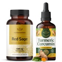 HERBAMAMA Red Sage ve Turmeric Kit - 1200 mg Red Sage Dan Shen Capsules & Turmeric Curcumin Drops 2 fl oz - Vegan, Non-GMO, Sugar & Alkol-Free - 2 Pack Red Sage Dan Shen Capsules & Turmeric Curcumin Drops 2 fl oz - Vegan, Non-GMO, Sugar & Alkol-Free - 2 Pack