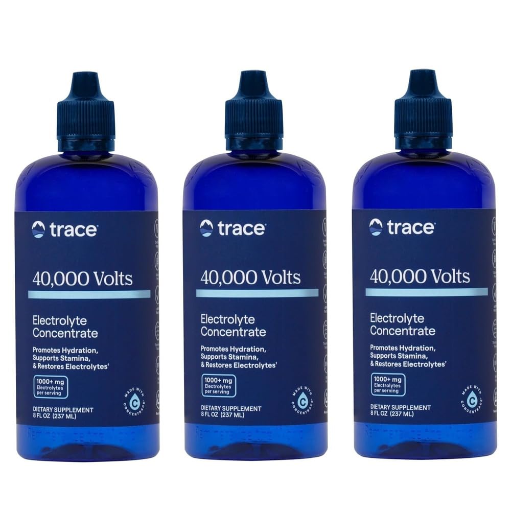 Trace Minerals 40.000 Volts - Elektrolyte Desteği için Yoğun Ekstralar - Destek Kas Sağlığı ve Vitality - Aid Hydration - 8 fl oz (Pack of 3) (144 Hizmet)
