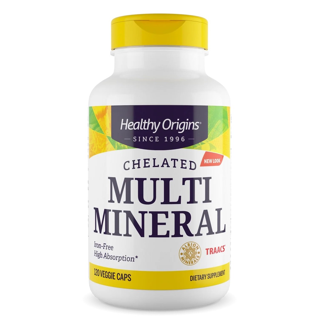 Sağlıklı Origins Chelated Multi Mineral (Albion Minerals, Bio available, Non-GMO, Gluten Free), 120 Veggie Caps