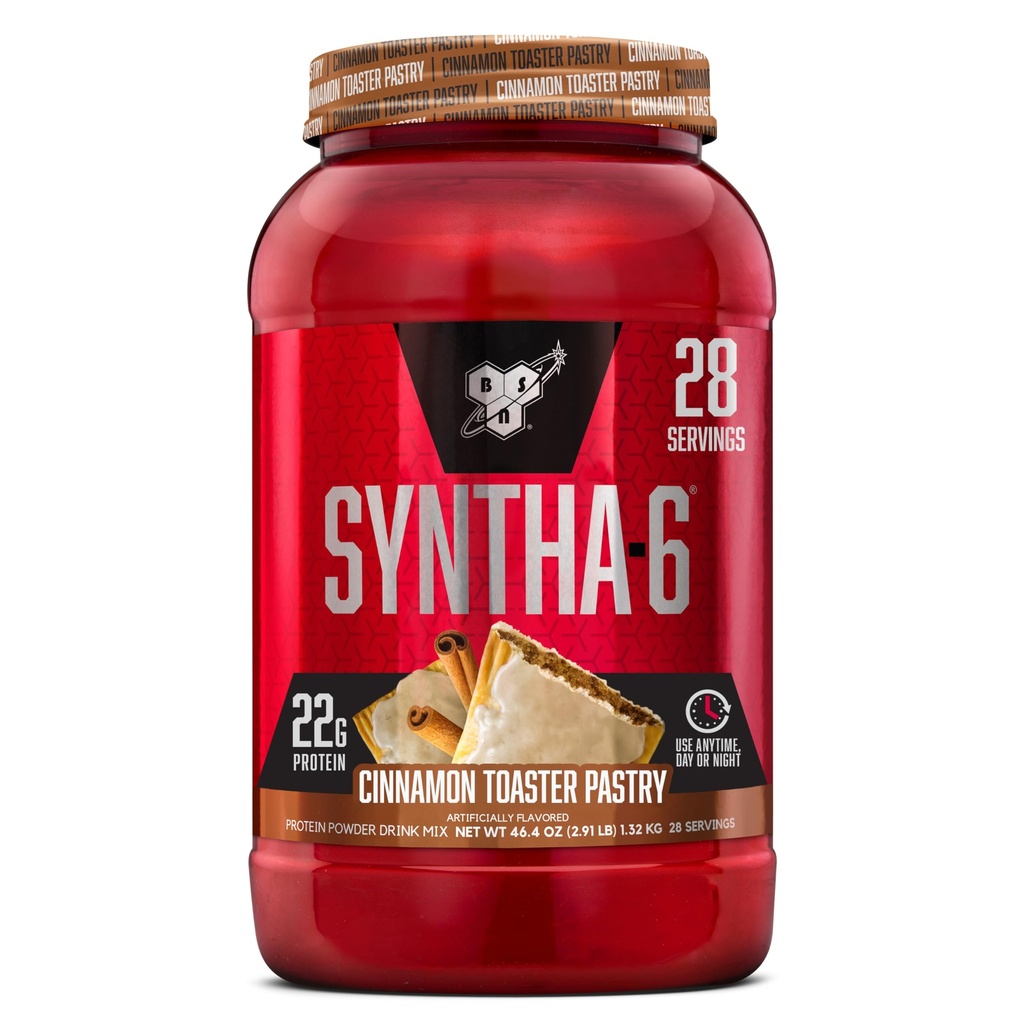 BSN SYNTHA-6 Premium Protein Tozu 6g of Fiber, Whey proteini, Micellar Casein, Milk Protein Isolate Mix, 5g Fat, Cinnamon Toaster Pastry, 28 Hizmet (Pazarlama)