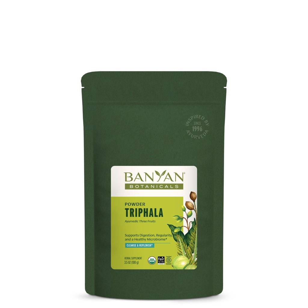 Banyan Botaniks Triphala Toz - Organik Digestion Supplement with Amla, Haritaki & Bibhitaki – Digestion, Colon Support & Health Gut Microbiome* – 3.5 oz – Non-GMO Sustainable Sourced Vegan