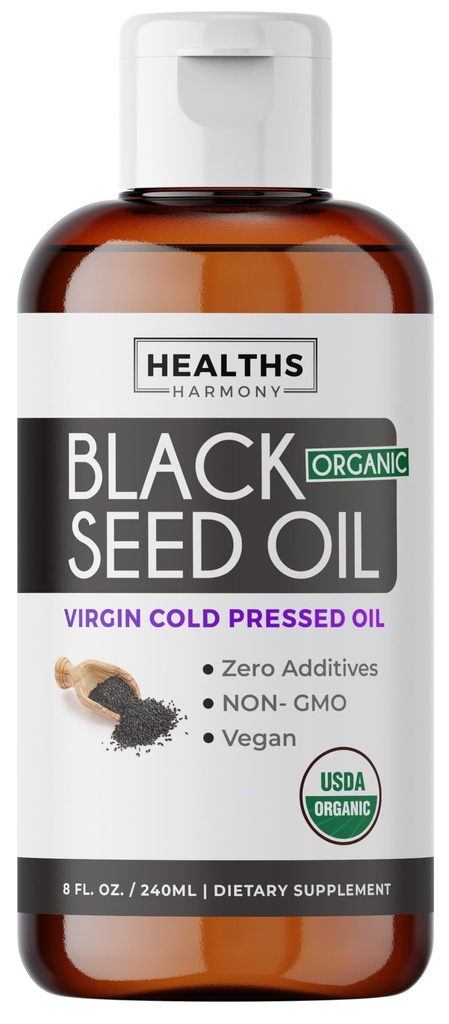 USDA Organic Black Cumin Tohum Yağı Sıvı (8 fl oz) Premium Cold-Pressed Nigella Sativa Prodüksiyon Pure - Antioksi Supplement - Vegan, Gluten-Free, & Non-GMO (No Pills veya Capsules)
