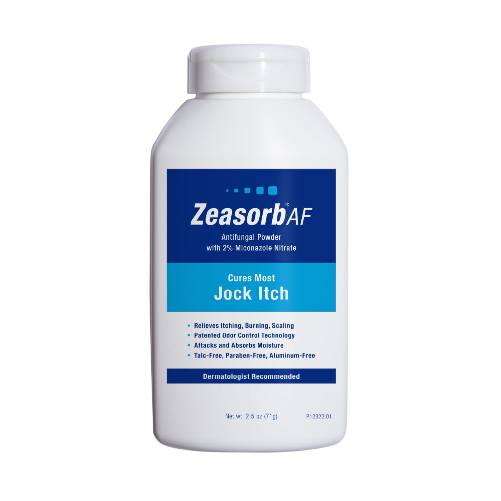 Zeasorb Super Absorbent Antifungal Treatment Powder for Jock Itch, Dermatologist Recommended, Attacks and Absorbs Moisture, Patented Odor Control Technology, with Bentonite Clay and Aloe, 2.5 oz