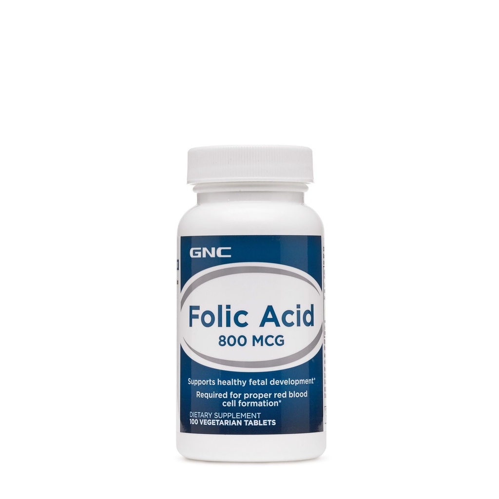 GNC Folic Acid 800 Live Fetal Development | Proper Red Blood Hücre Formasyon için Gerekli | Vejetaryen Formula | 100 Kont