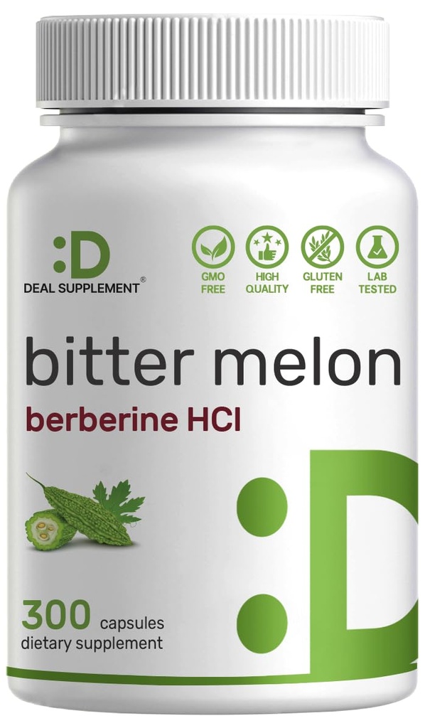Berberine Supplement 15,000 mg ile Bitter Melon, 300 Capsules | 15:1 Wild Bitter Melon Meyvesi ve Berberine HCL | Üçüncü Parti Test Edildi | Plant Based, Non-GMOMO