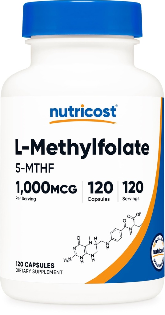 Nutricost Mefolate 1000mcg, 120 Vegetarian Capsules - Gluten Free, Non-GMO (Methylated Folate)