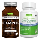 Daily D3 + çinko Kompleksi Vegetarian Sche, 365 2000iu Vitamin D3 Tablet + 25 mg Chelated çinko Picolinate & Bisglycinate with Copper, by Igennus