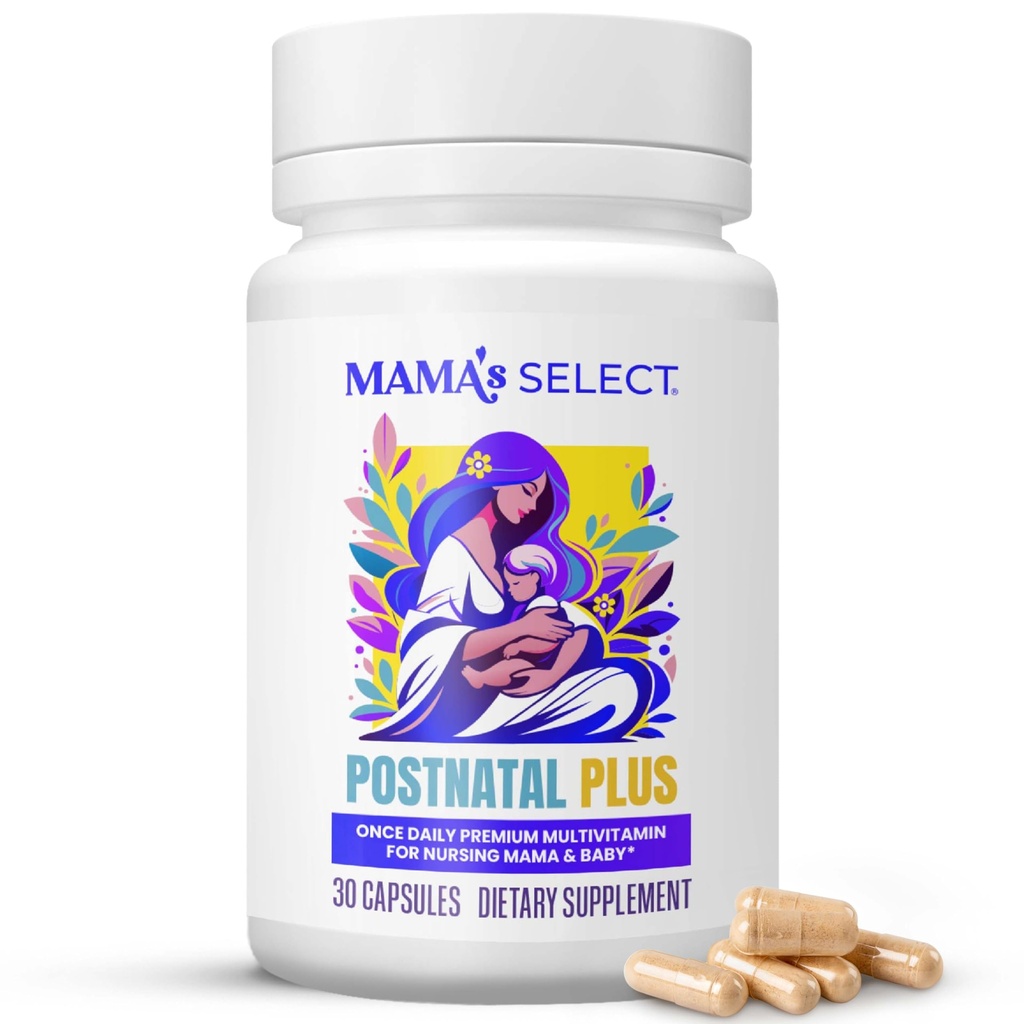 Mama's Select Postnatal Vitaminler - Saç Kurtarma, Süt ve Sağlık - Allergen-Free, Vegan, MTHFR Dostu, Medensiz ve B Vitaminleri, Easy-to-Swallow, No Biotin - 30 Capsules