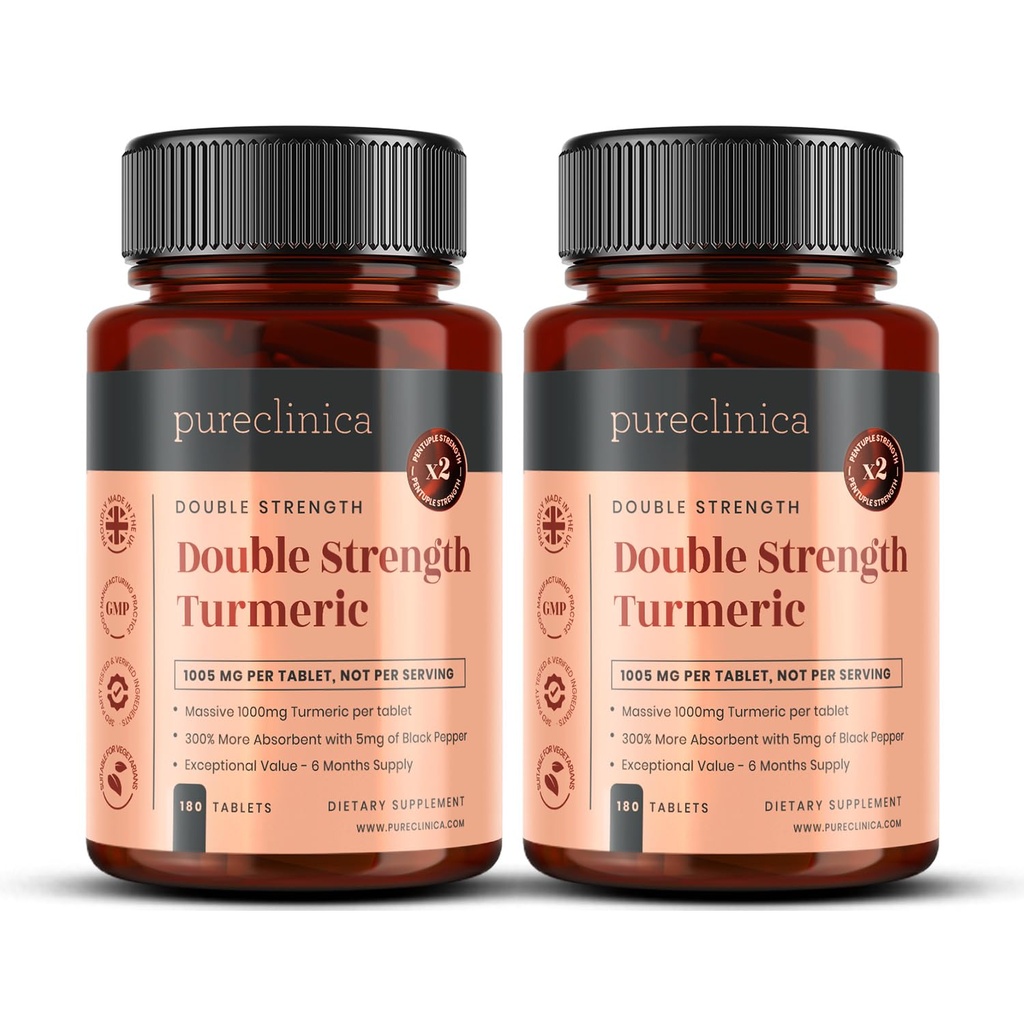 Double Strength Turmeric - Massive 1000 mg x 360 Tabletler -% 200 daha fazla Turmeric ve Natural Levels of the Potent Curcumin per Tablet başına -% 5 mg Black Pepper Extract for 300 Art