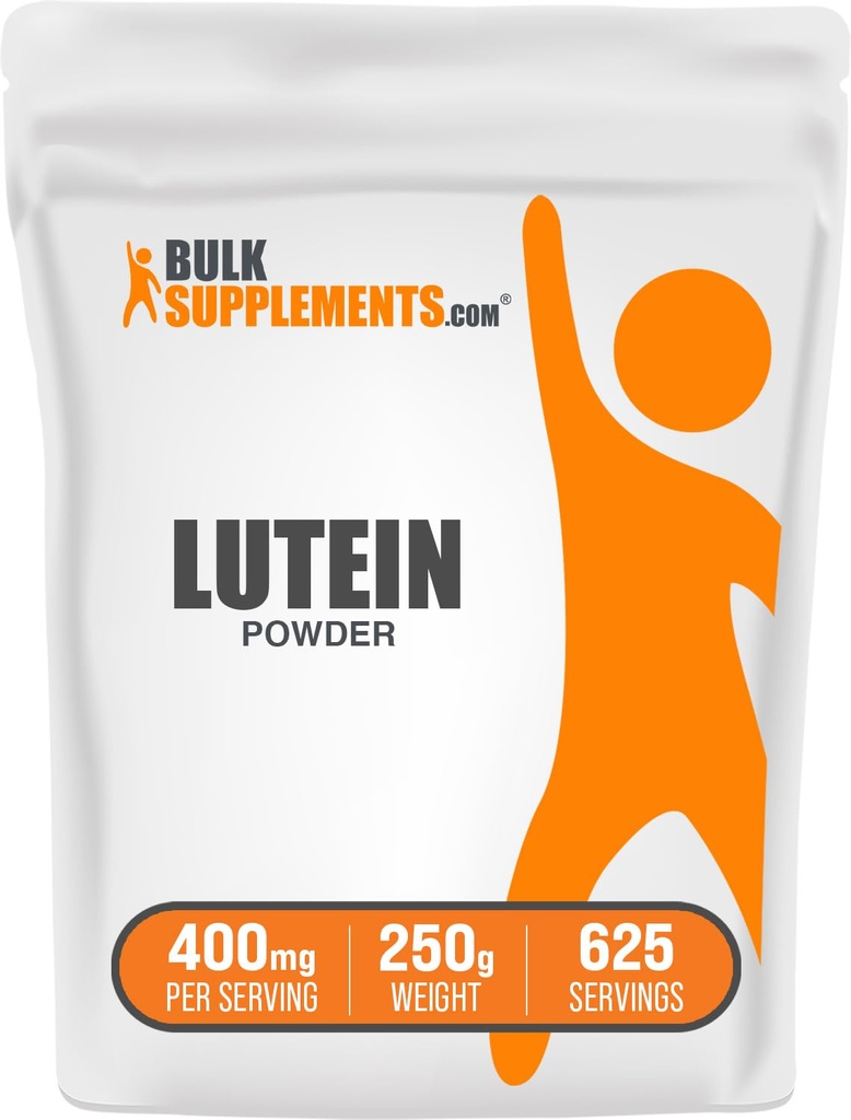 BulkSupplements.com Lutein Powder - from Marigold Flower Extract, Eye Supplement, Lutein 20mg - Antioxidant Source, Gluten Free, 400mg per Serving, 250g (8.8 oz) (Pack of 1)