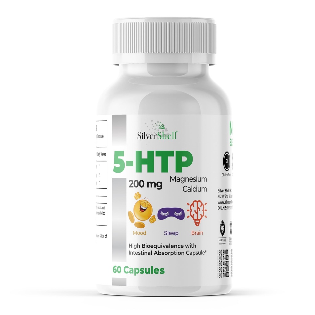 5-HTP 200 MG Plusdis ve Mood için, Uyku ve Beyin Fonksiyonlar - Hizmet başına 1 Capsule, 60 Capsules