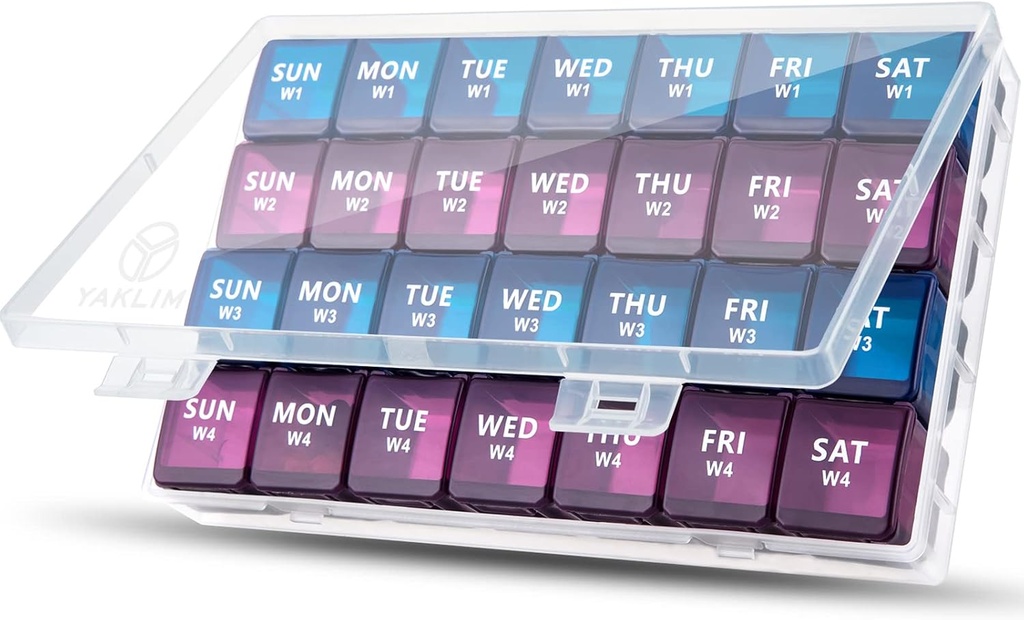 XL Monthly Pill Organizer 1 Zaman Bir Gün, 4 Hafta Pill Case Karşılaştırmalar, Yaklim Haftalık Düzenlemeler Büyük, Günlük Pill Keeper için Tıp Konteyneri