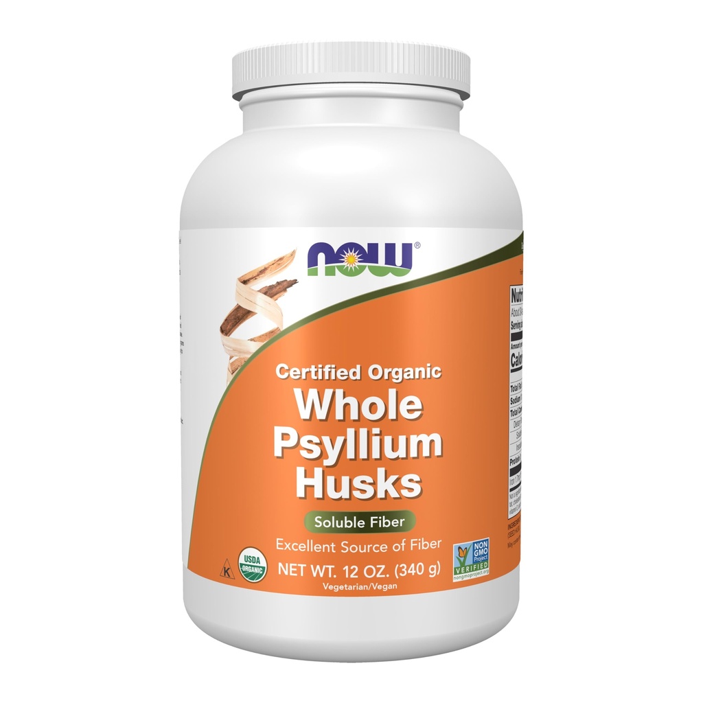 Şimdi Gıdalar Tamamlar, Tüm Psyllium Husks, sertifikalı Organik, Non-GMO Projesi Doğrulanmış, ► Fiber, 12Ounce