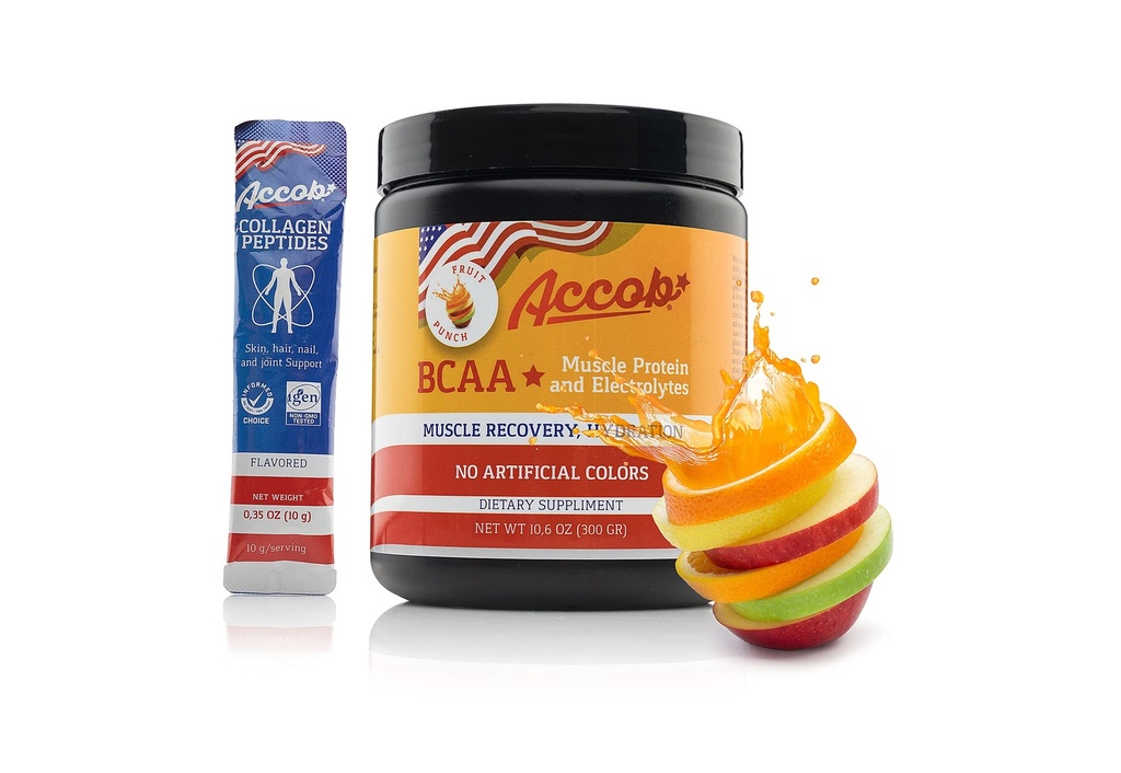 BCAA Toz Meyvesi Punch-Pre veya Post Workout,Muscle Recovery, Amino Asits + Elytes,7,2g BCCAs for Men and Women-30 Services +10g of Collagen,