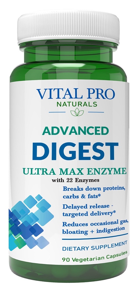 Vital Pro Naturals – Advanced Digest Natural Digestive Enzyme Supports The Breakdown of Proteins, Fats, and Carbohydrates and Reduces Occasional Gas, Bloating and Indigestion 90 Capsules