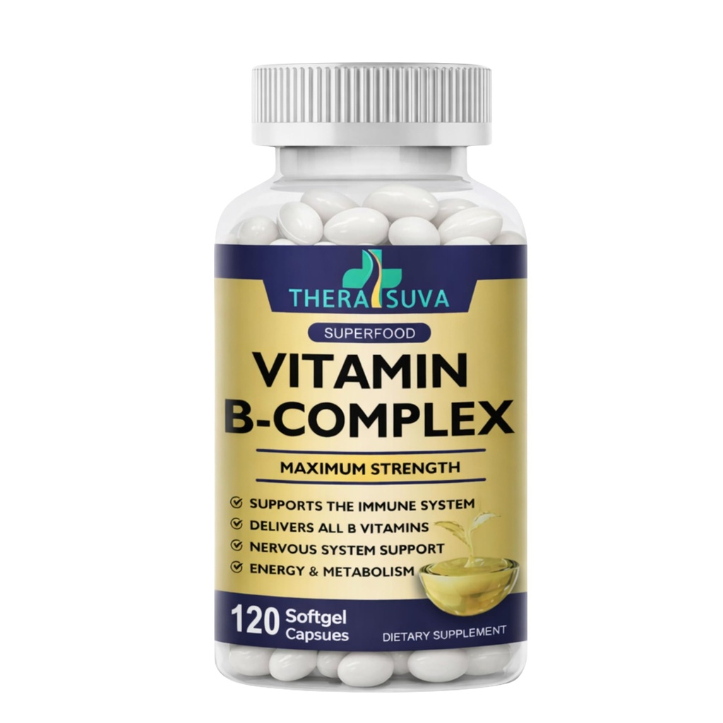 B- Vitamini + CoQ10 + Vitamin C - Enerji için Max Strength Supplement, Metabolism Desteği, 120 Softgels, 60 Day Supply Supply